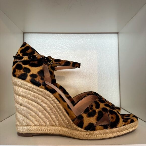 J.Crew Leopard Print Espadrille Wedge Sandals Size 12 Animal Print Chic Resort - Picture 4 of 14